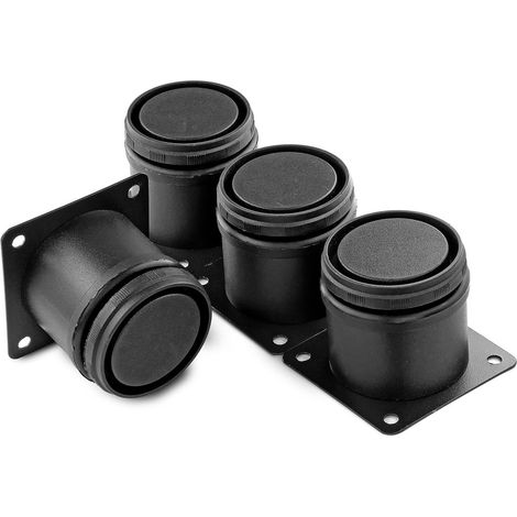 Patas ajustables de acero inoxidable con almohadillas de 50 mm para soportes de TV, sofás, armarios y camas: estables, reducen el ruido y son extensibles en altura. (1/4)