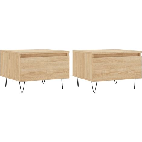 2 pcs Tables basses,Table d'appoint,Table de Salon chêne sonoma 50x46x35 cm bois d'ingénierie CFW67385 (1/5)