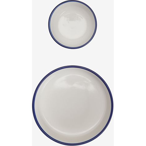SKLUM Set aus 2 Schalen aus Steingut Ronilena Weiß Gardenia – Blau Ken                                  