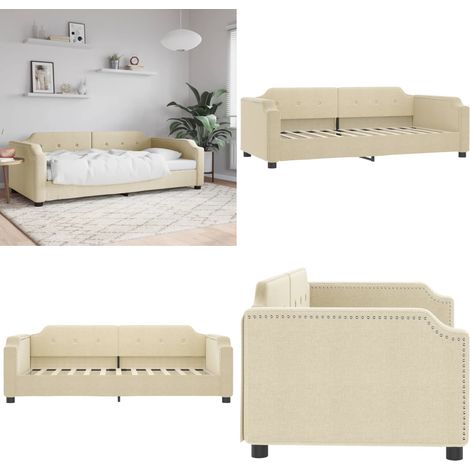 Tagesbett Creme 80x200 cm Stoff - Sofa - Schlafsofa - Gästebett - Tagesbett - Cremefarbenes Möbelstück - Home & Living (1/5)