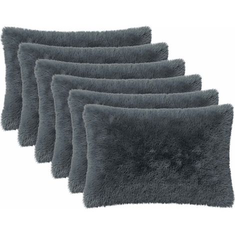 Housse de coussin 6 pcs HEERLEN Anthracite 50 x 70 cm Fleece PV vidaXL