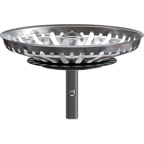 Panier de vidange d'évier de cuisine 84 mm - Crépine universelle en acier inoxydable, bouchon de panier escamotable, loquet 32 mm - Compatible lave-vaisselle, anti-obstruction, anti-débordeme (1/5)