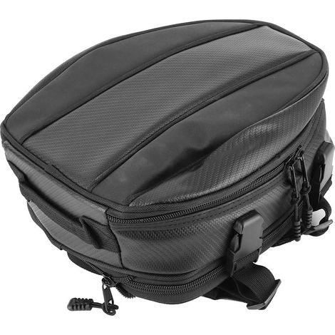 Sacoche de siège arrière de moto, sacoche de selle de grande capacité universelle 7.5L-10L Sacoche de siège/arrière étanche pour moto Sacoche de casque Organisateur Pack de rangement arrière Noir (1/5)