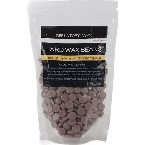 100g Sachet Cire Chaute Épilation Jambes Bras Sans Bandes, Fèves à Cire (Chocolat) (1/5)