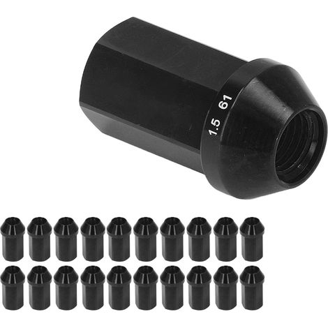 Écrous de roue M12x1,5 avec adaptateur pour douille, en alliage d'aluminium, longueur 42 mm, hexagone 19 mm, style JDM Racing, remplacement pour Hyundai, noir. (1/5)
