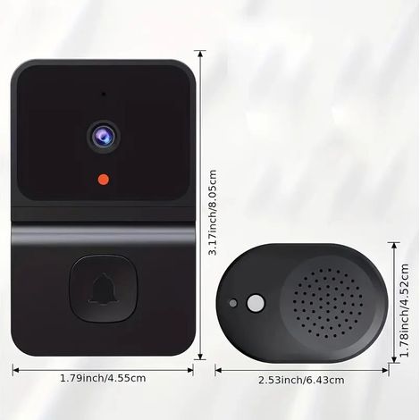 x Sonnette connectée WiFi avec batterie intégrée - Caméra de sécurité sans fil avec audio bidirectionnel, compatible WiFi 2,4 GHz pour la sécurité de votre domicile Design élégant noir (1/5)
