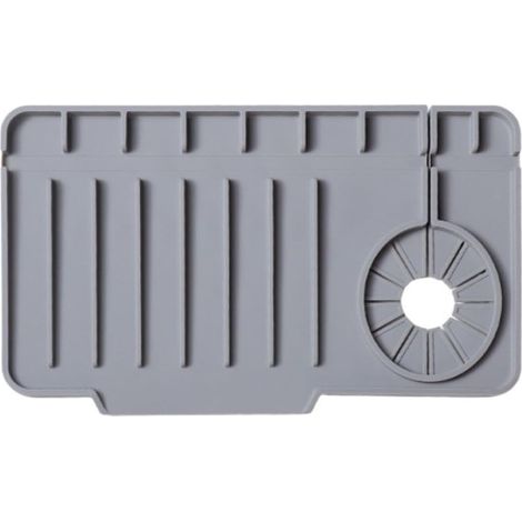 Tapis égouttoir d'évier en silicone avec motif de protection, 27 x 15 cm, antidérapant, séchage rapide(gris)