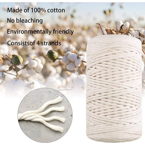 Kit de suspension pour plantes DIY : 109 yards de corde macramé naturelle de 3 mm, 60 perles en bois, 6 anneaux en bois et 4 bâtonnets en bois. (1/3)