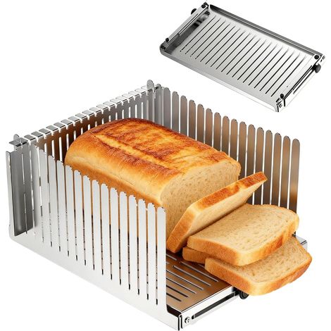 Bread Slicer Stainless Steel Adjustable Bread Slicer Guide with Cutting Guide for Slicing Breads, Toasts and Sandwiches