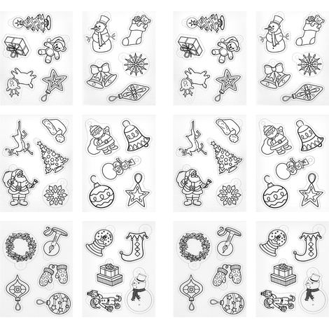 Lot de 12 feuilles thermorétractables de Noël, motifs petits, accessoires DIY faits main (1/5)