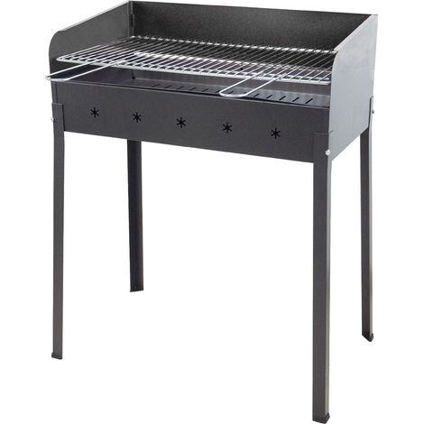 Barbecue a Carbone Stella-eco 50x40x90 cm Griglia Regolabile a 2 Altezze in Acciaio Nero