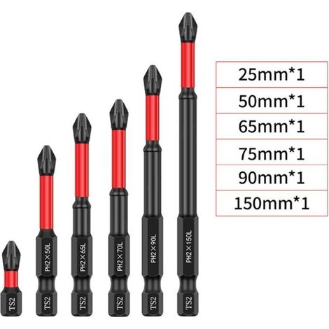 Csparkv – Jeu de 6 porte-embouts de tournevis magnétiques – Antidérapants pour embouts cruciformes – Acier au chrome-vanadium – Compatibles avec Bosch et DeWalt (1/5)