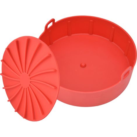 Roter Silikon-Fritteusenkorb, Ersatzkorb für Fritteusen über 7,5 Zoll, hitzebeständiges Kochzubehör, kompatibel mit den meisten Fritteusen, 1 Stück pro Packung. (1/5)
