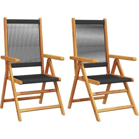 Lot de 2 Chaises de jardin,Chaise d'extérieur noir bois d'acacia et polypropylène CFW6539140 (1/5)