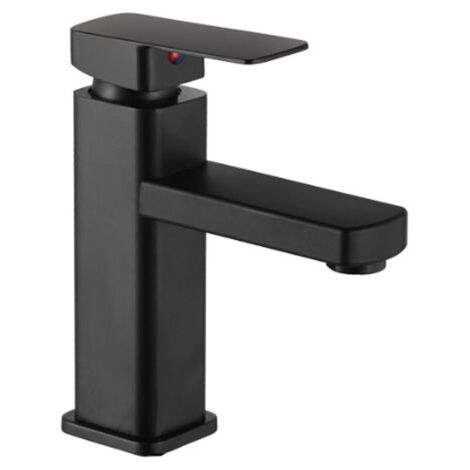 Robinetterie de lavabo noir mat - mitigeur de lavabo avec tuyau d'arrivée d'eau G3/8 - mitigeur de lavabo pour lavabo à main, lavabo de salle de bain (1/4)