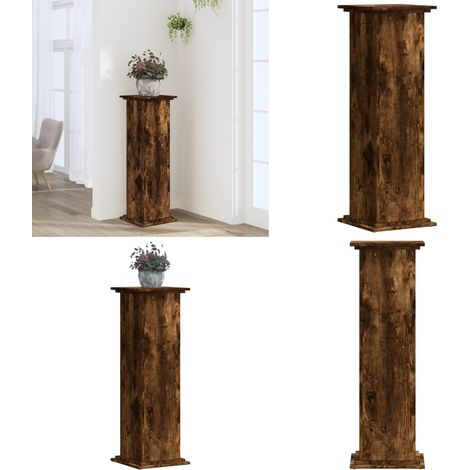 Support pour plantes chêne fumé 33x33x100 cm bois d'ingénierie - Support pour plantes - Bois d'ingénierie (1/5)