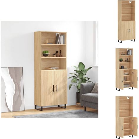 Sideboards - Living Highboard Sonoma-Eiche 69,5x34x180 cm Holzwerkstoff (1/5)