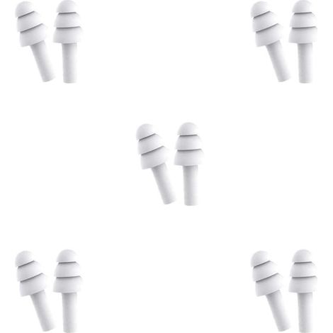 5 Paires Bouchons d'oreille en Silicone, Bouchons d'oreille pour Dormir, Nager Bouchons d'oreilles Étanches, Réutilisables Réduction de Bruit Bouchons d'oreille Convient pour Travail, Sommeil Blanc (1/5)