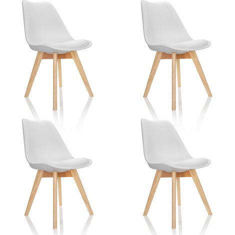 Besucherstuhl / Schalenstuhl SCANDI Kunststoff weiß 4er Pack hjh OFFICE