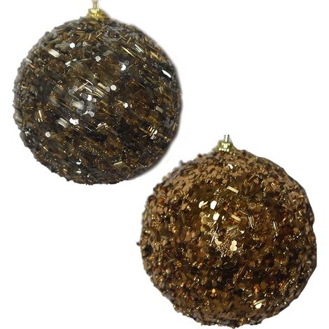Palline oro con strass per Albero di Natale set 8 sfere Decorazioni natalizie addobbi particolari moderne allestimento casa 10cm (1/5)