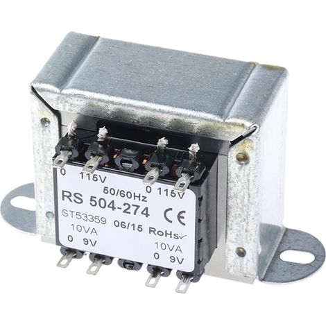 Transformateur à montage sur châssis, Vin 115V ac, 230V ac, Vout 9V c.a., 2 sorties, 20VA ( Prix pour 1 )