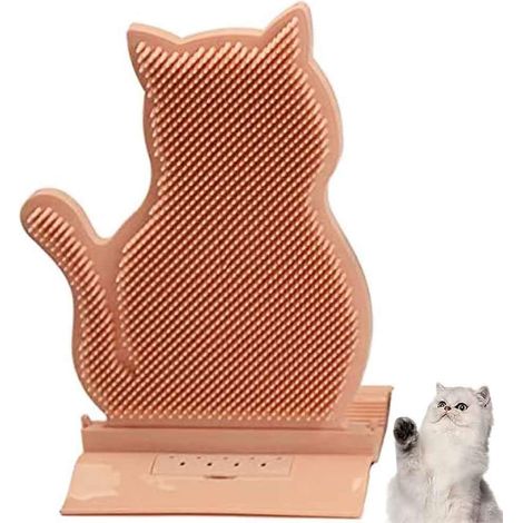 MINKUROW Juguete De Masaje Para Rascar Gatos Con Hierba Gatera, Cepillo De Masaje En Ángulo De Pared Para Gatos, Peine De Aseo, Para Gatos De Pelo Largo Y Corto (Rosa) (1/5)