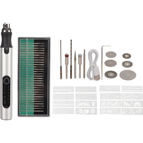 Stylo Graveur Électrique sans Fil USB Mini avec Protection d'Arrêt Automatique et Lumière Indicatrice pour Bricolage Argenté (1/5)