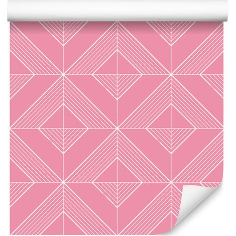 Papel pintado geométrico de rombos rosa empolvado, parte superior rosa empolvado 50x1000 cm (1/5)