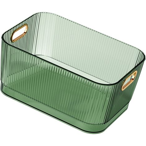 Panier de Rangement de Bureau Transparent Vert Acrylique Poubelle pour Produits de Soins de la Peau Cosmétiques M (23x16x10.2cm/9.06x6.30x4.02in) (1/5)