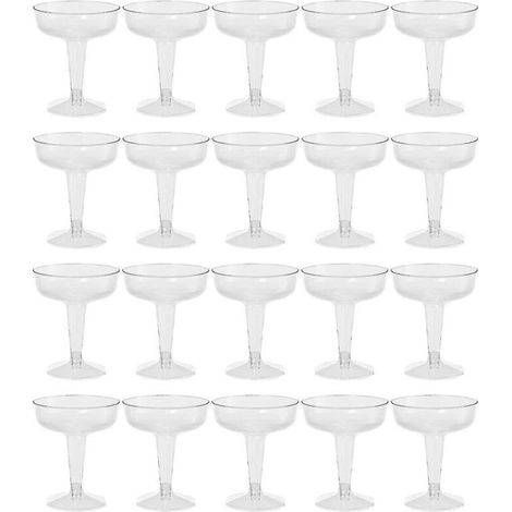 verres à Champagne en plastique transparent, 20 pièces, pour fêtes, tasse en plastique transparent