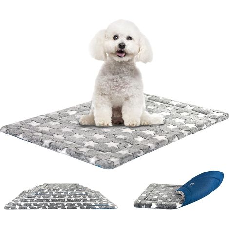 1 Tapis de lit réversible pour chien, lavable en machine, motif étoiles, pour intérieur et voyage