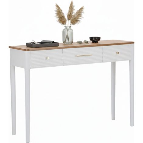 Dmora - Konsolentisch Demo, Tisch, Eingangskonsole, Regal, 107x37 h80 cm, Weiß und Braun