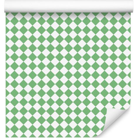 Papel pintado geométrico de rombos en menta y blanco para salón y dormitorio, 50x1000 cm. (1/5)