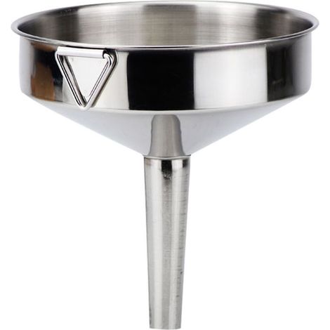 Imbuto in acciaio inox rinforzato, lungo 24 cm, accessorio da cucina. (1/5)