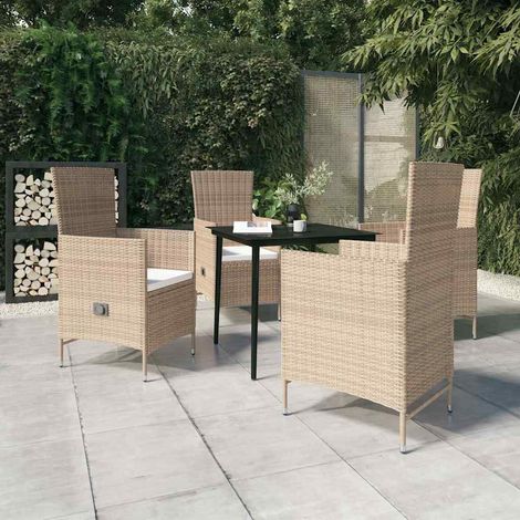 vidaXL Juego de comedor de jardín 5 piezas con cojines beige (1/4)