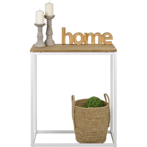 Recibidor iCub 35x70x82cm Blanco en madera maciza de pino acabado vintage estilo industrial Box Furniture (1/5)