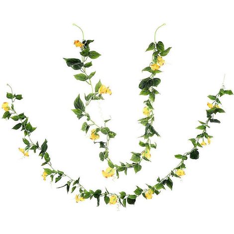Guirlande florale artificielle décorative (4 pièces) jaune à suspendre (1/5)