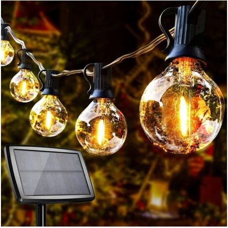 Guirlande Lumineuse Exterieur Solaire, Guirlande Guinguette Solaire 10+1 G40 LED Ampoules Étanche IP44 avec 4 Modes Éclairage Décoration Intérieur et Extérieur pour Jardin Fête Patio (1/4)