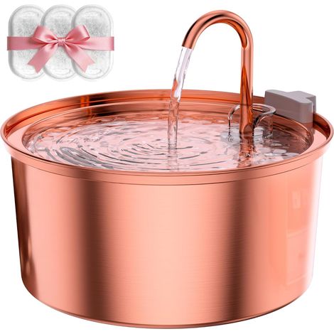 Fontaine à eau pour chat en acier inoxydable - Fontaine à boire pour chat - 3,2L/108oz Ultra silencieux Fontaine à eau pour chats - Grande capacité Fontaine à eau pour animaux de compagnie (1/5)