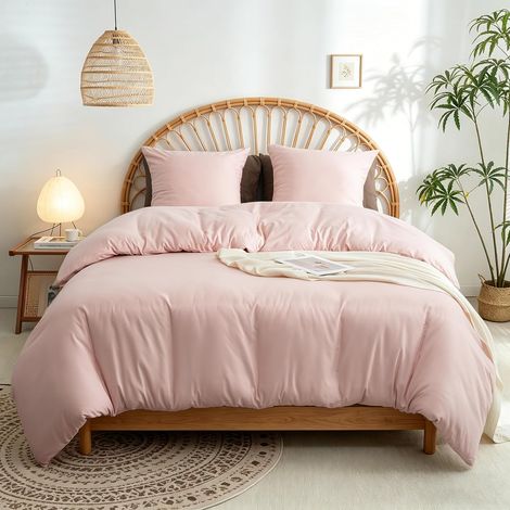 16 Couleurs Sets de Housses de Couettes 240x260 cm Double Fermeture Éclair 3 Pièces Microfibre Brossée 100 Fils/cm² + 2 Taies d'oreiller 65x65 cm Rose Parure de Lit Adulte 2 Personnes (1/5)