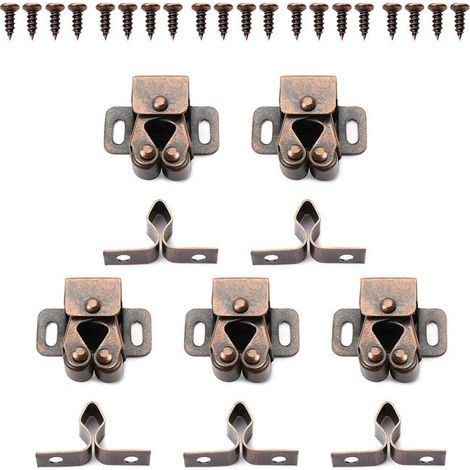 Set mit 5 Doppelrollentürverschlüssen für Schränke inklusive Schrauben. Doppelrollentürverschlüsse für Schränke. (1/4)