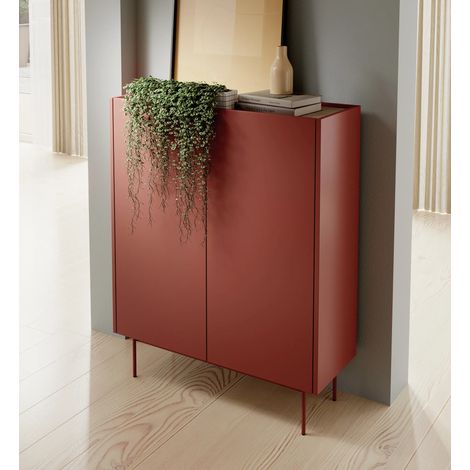 AX LIVING Kommode Schmal Hoch Orchis KD97 97cm Modern, Rot Ziegelrot