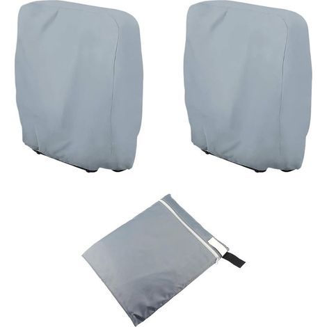2pcs Housse de chaise pliante imperméable et résistante aux UV et aux déchirures pour meubles de jardin (gris) (1/5)