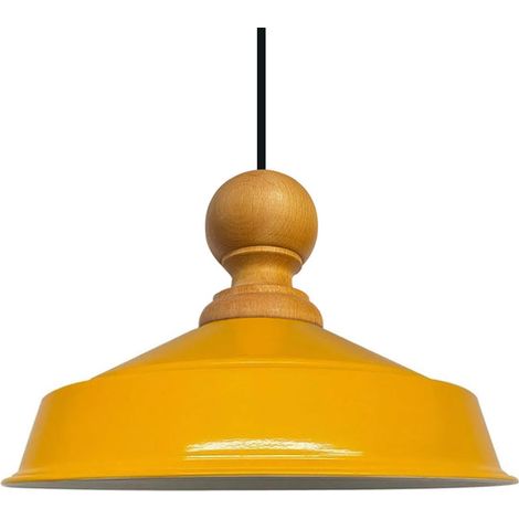 Handbemalte Industrielle Hängeleuchte aus Gelb Metall – Vintage-Kronleuchter E27 Ø41 cm für Wohnzimmer, Schlafzimmer Oder Esszimmer (1/5)