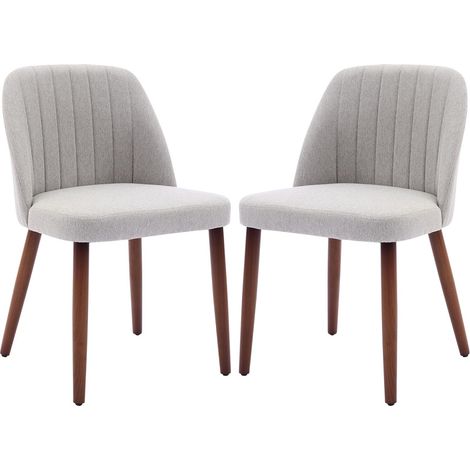 Lot de 2 Chaises de Salle à Manger, Chaise de Cuisine, Chaise de salon, Dossier en Tissu et Pieds en Bois,gris (1/5)