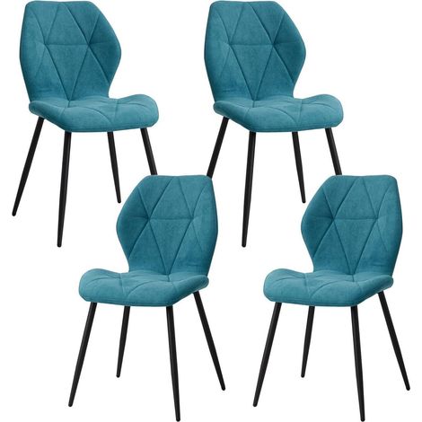 4er Set Esszimmerstühle Seeblau, Gepolsterte Küchenstühle mit Metallbeinen (1/5)