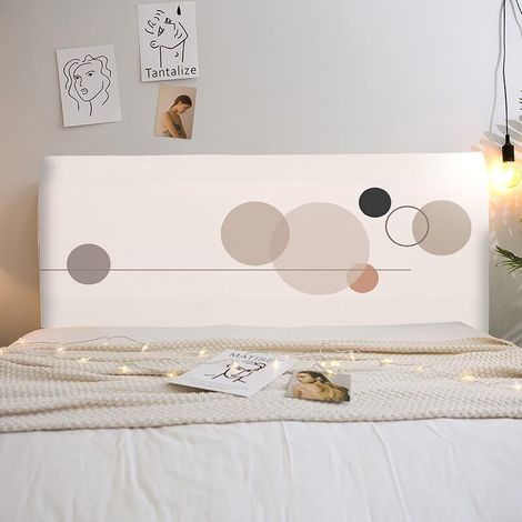 Fundas Elásticas para Cabecero, Funda Protectora Universal con Estampado Geométrico, Funda de Cabecero Suave y Protectora, Protector Antipolvo para Decoración (Minimalista, 150 cm) (1/4)