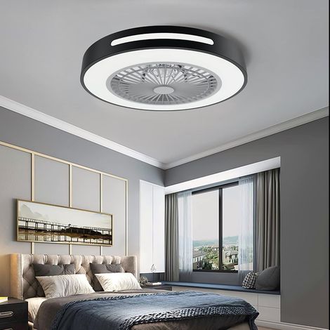 Ventilateurs de Plafond Avecpes, Télécommande Et Application Ventilateur de Plafond Fermé 3 Vitesse Réglable Ventilateur Moderne Éclairage de Plafond Conduit 72W Ventilateur Silencieux Pour Cha(noir) (1/5)