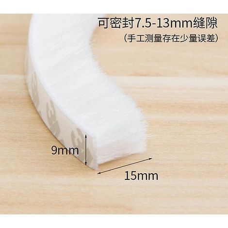 10 m Bürstendichtungsstreifen, selbstklebend, Tür- und Fensterdichtung, winddicht, staubdicht, schalldicht, Dichtung für Zuhause, 9 x 15 mm (1/5)