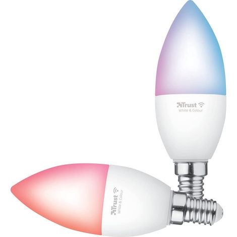 Trust WiFi E14 Lampadina Smart Dimmerabile, Compatibile con Alexa e Google Nest, Lampadina LED, Hub non Necessario, 2.4GHz Lampada WiFi, Luce LED Bianca, Fredda e Calda - 2 Pezzi (1/4)